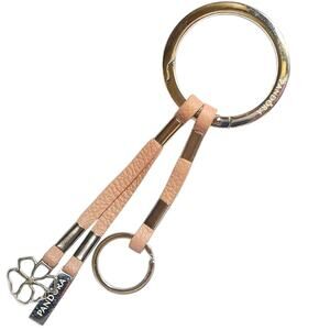 Pandora Leather Bag Charm Key Ring Taupe Pink Silver Logo Clip-On – Never Used